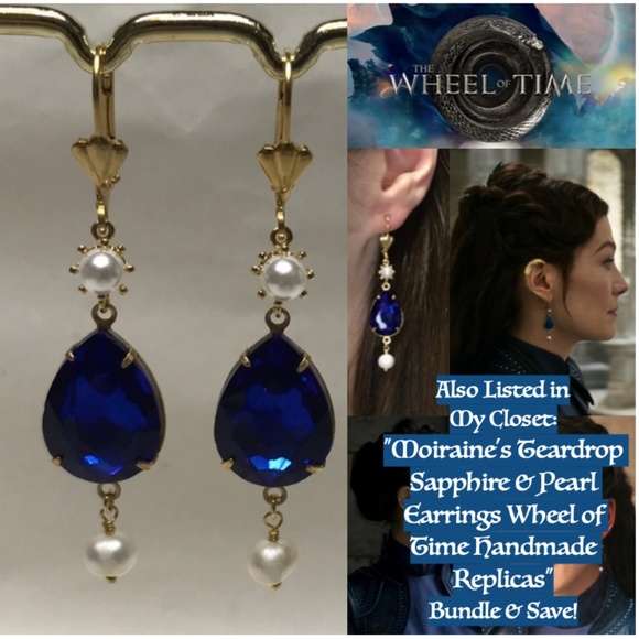 Moiraine’s Earrings Wheel of Time Teardrop Ruby & Pearls, Handmade Replicas - Picture 15 of 15
